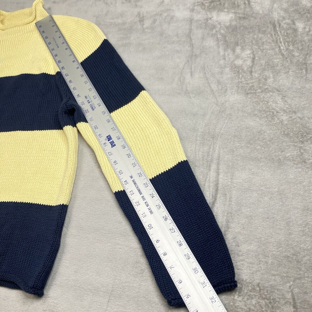 J Crew Sweater Mens M 1988 Rollneck Blue Stripped Cotton Rugby Preppy Coastal - Picture 10 of 15
